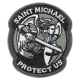 Wilde Passion Saint Michael Protect Us Embroidered Patch Tactical Morale Velcro St Michael Patch (Black)