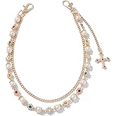Wallet Pant Pearl Chains - Layered Jean Pocket Chain Keychain for Women Men - Cute Bag Purse Cross Charm