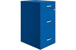 Hirsh Industries Space Solutions 18in Deep 3 Drawer Metal Organizer File Cabinet Blue, Letter Size, Fully Assembled