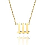Sora Tuki Angel Number Necklace 111 222 333 444 555 666 777 888 999 Necklace Silver Old English Necklace Gold Number Necklace