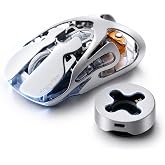 Angry miao AM Infinity Wireless Gaming Mouse, 49g Magnesium-Aluminum, PAW3950 30K DPI, 8K Polling, Anti-Double Click Optical-Micro Switches, Hot-Swap Battery, Tri-Mode RGB Programmable Mouse for FPS