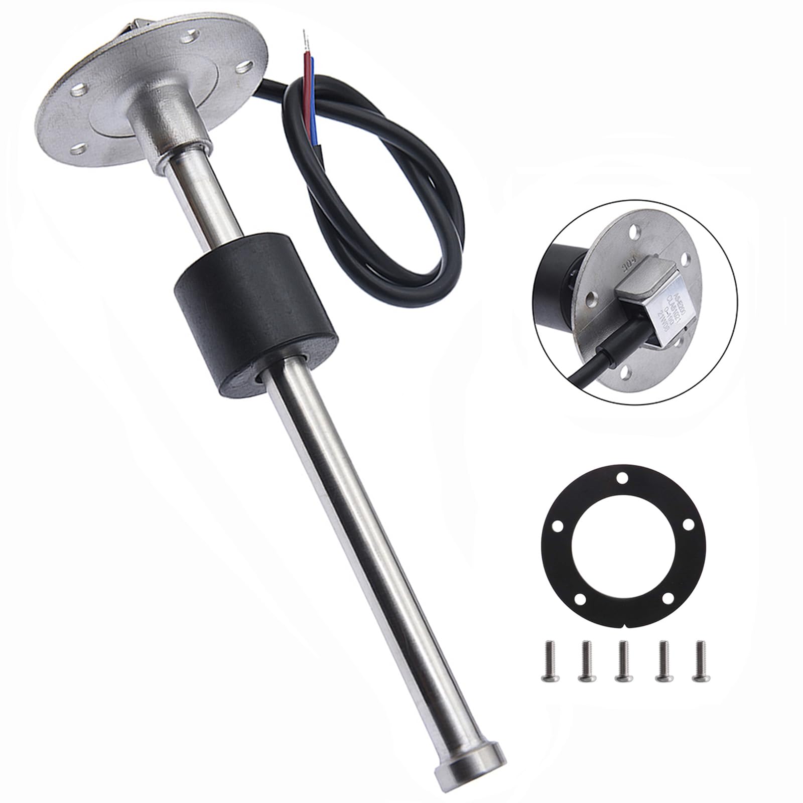Geloo Fuel Level Sensor, Marine Boat Fuel Sender Car Fuel Water Level Sensor 316 Stainless Steel Unit 5 Hole Fit for Fuel Water Gauge 0~190 ohm