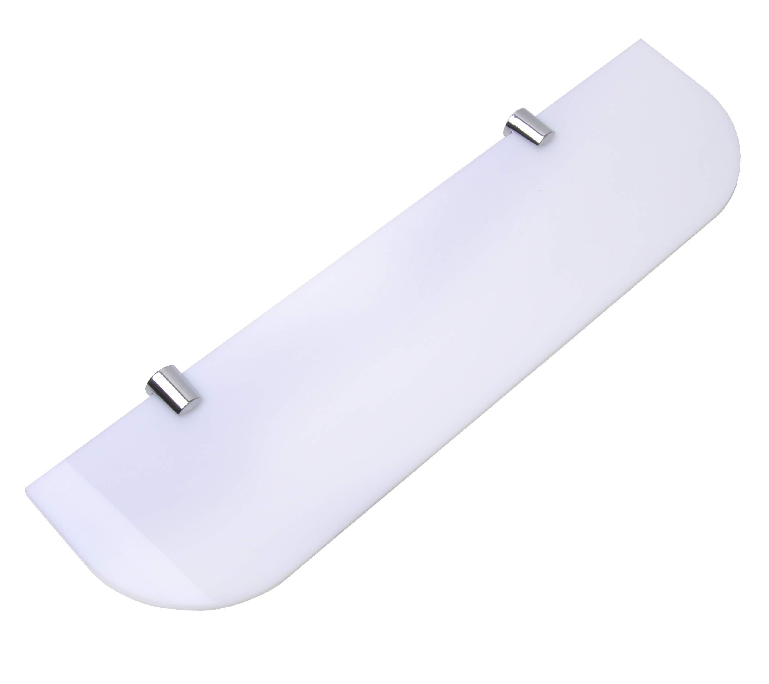 BSM Marketing Wall Mounted Floating Acrylic Shelf (Curved Edges) with Chrome Supports available in Clear/Black and White (White, 300x100mm)