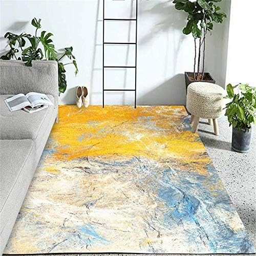 RUGMRZ Anti-slip durable large carpet in the living room,140 * 200cm,Yellow blue graffiti pattern, anti-sliding anti-dirty bedroom rug-yellow