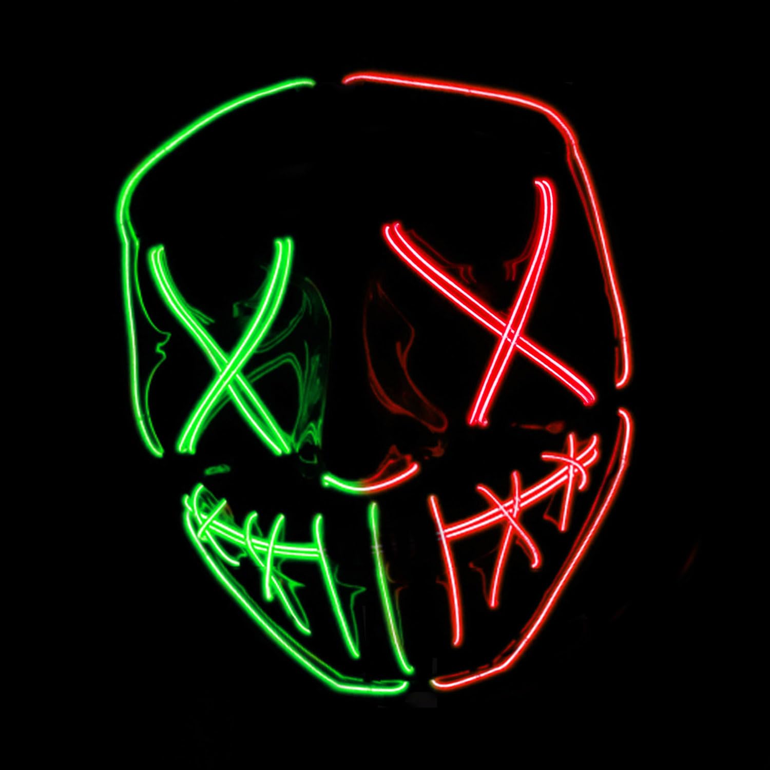Original Cup The Purge® LED Mask | American Nightmare Red Double Face | Premium Quality | Rigid Plastic | 3 Flashing Modes | LED Mask | Cosplay | Halloween | Neon | 100% Horror | 100% Fun