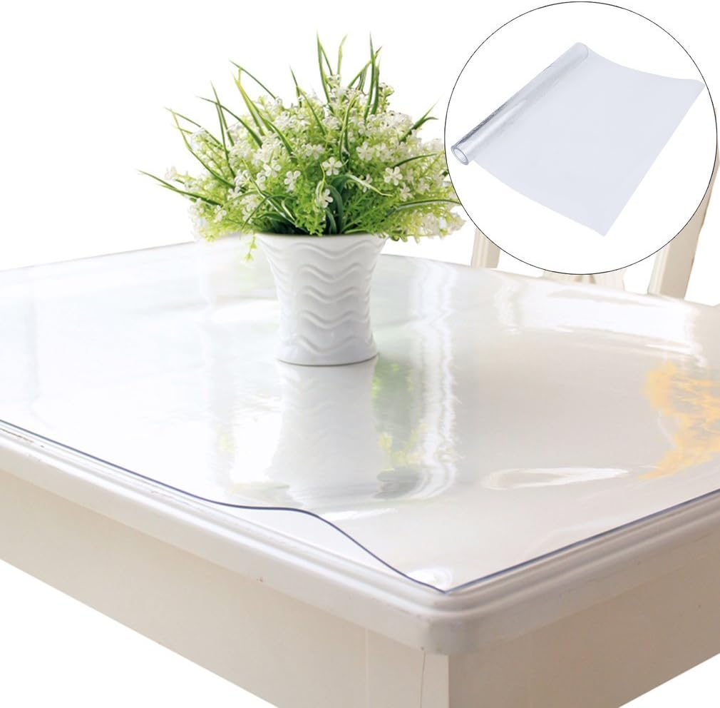 Blackpoolal Transparent PVC Table Cover Protector for Waterproof,Desk Table Pads Soft Glass Dining Desk Mats Table Cloth