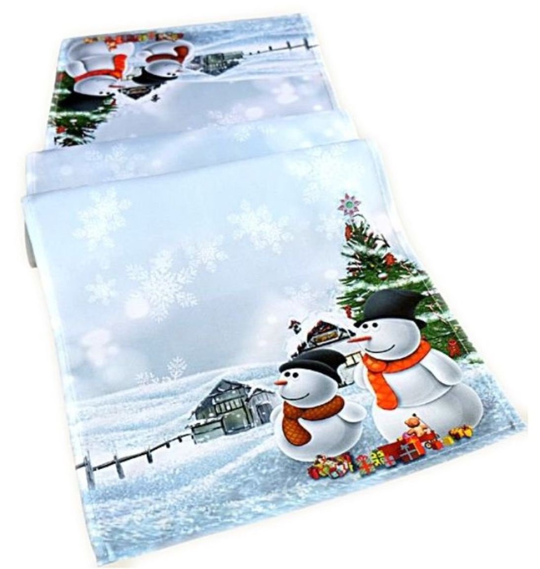 Colorful White Table Runner 40x140cm Snowman Christmas Tablecloth