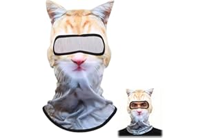 Cat Ski Mask, Cats Dogs Funny Sheisty Masks, Animal Hood Windproof Balaclava Hat for Skiing Activities