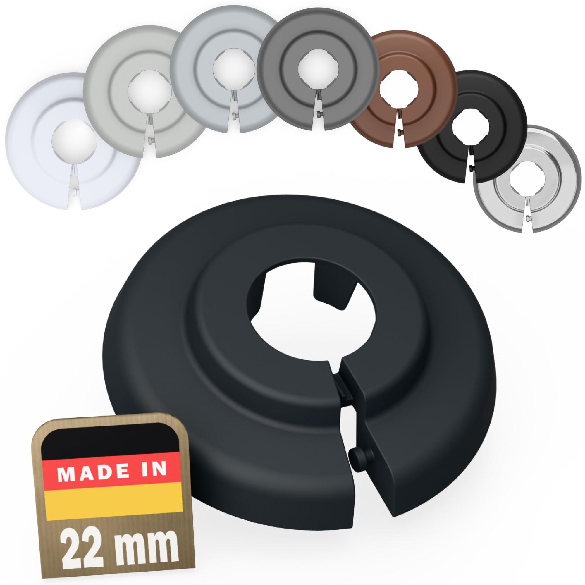 FUX 10 Radiator Pipe Covers Single Collars 22mm Anthracite Grey - Heater Covers - Floor Rings