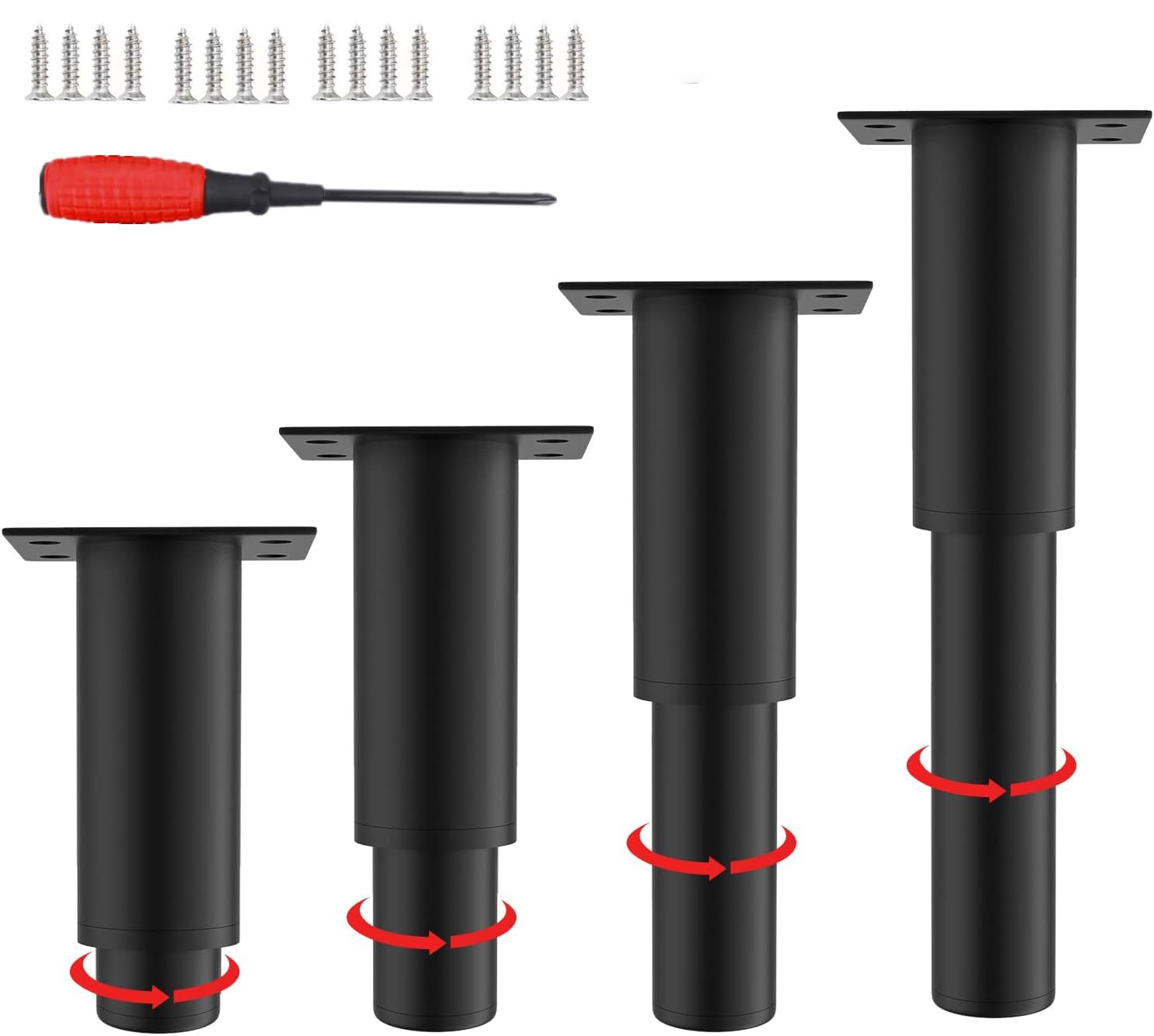 EURXLQ Adjustable Table Legs (25-43cm, Black)