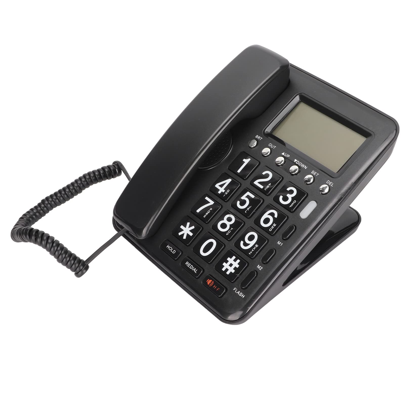 Desktop Corded Telephone, Landline Wired Phone with Large Buttons, Corded Telephone for Home Office Hotel Bathroom(black)