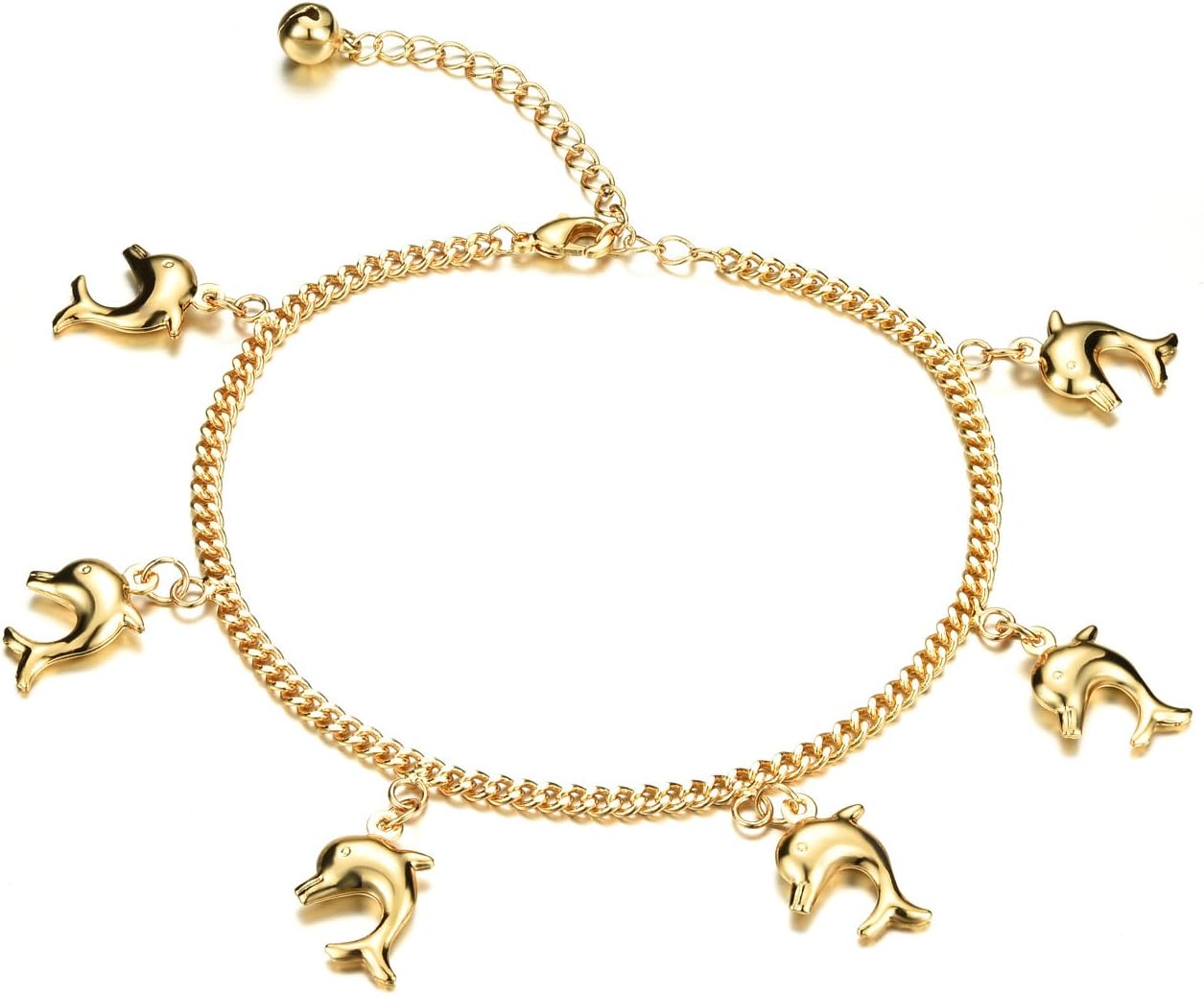 Star Jewelry 18k Gold Plated Copper Women Anklet Bracelet Chain Lantern/Heart/Bells Pendant Adjustable