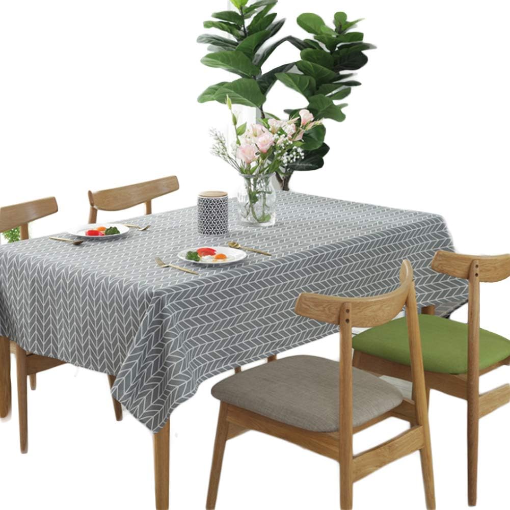 meioro Table Cloth, Rectangular Tablecloth, Cotton Linen Table Cover, Simple Twill Tablecloths, Tablemat Suitable for Home Kitchen Decoration, Various Sizes(Grey,140×300cm)