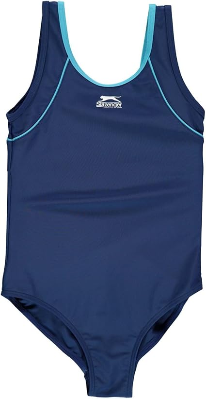 Slazenger Junior Girls Basic Racer Back Swimsuit 9 10 Years Eu 134 140 Navy Basic Girls One Pieces