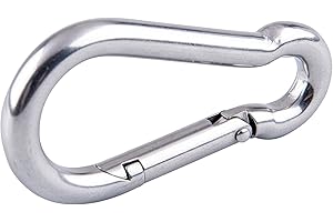 SBD LTD. SBDs (Pack of 5) 3/16” (4.7 mm) Diameter, 2” Length Galvanized Steel Carabiner - Clip Snap Hook -Spring Loaded Karabiner