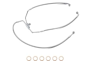 MoKitDora Touring Front Brake Lines Extended Brake Cable Oil Hose for 10" Handlebars 1996-2013 Harley Street Electra Road Glide FLH No ABS, Stainless Steel Braided Chrome