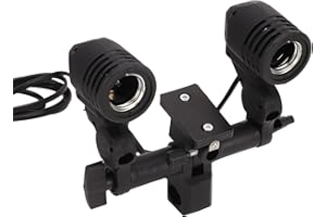 Double Light Socket, E27 Double Bulb Holder Swivel Adapter Easy to Install Light Bulb Stand with Long Power Cord for All E27 