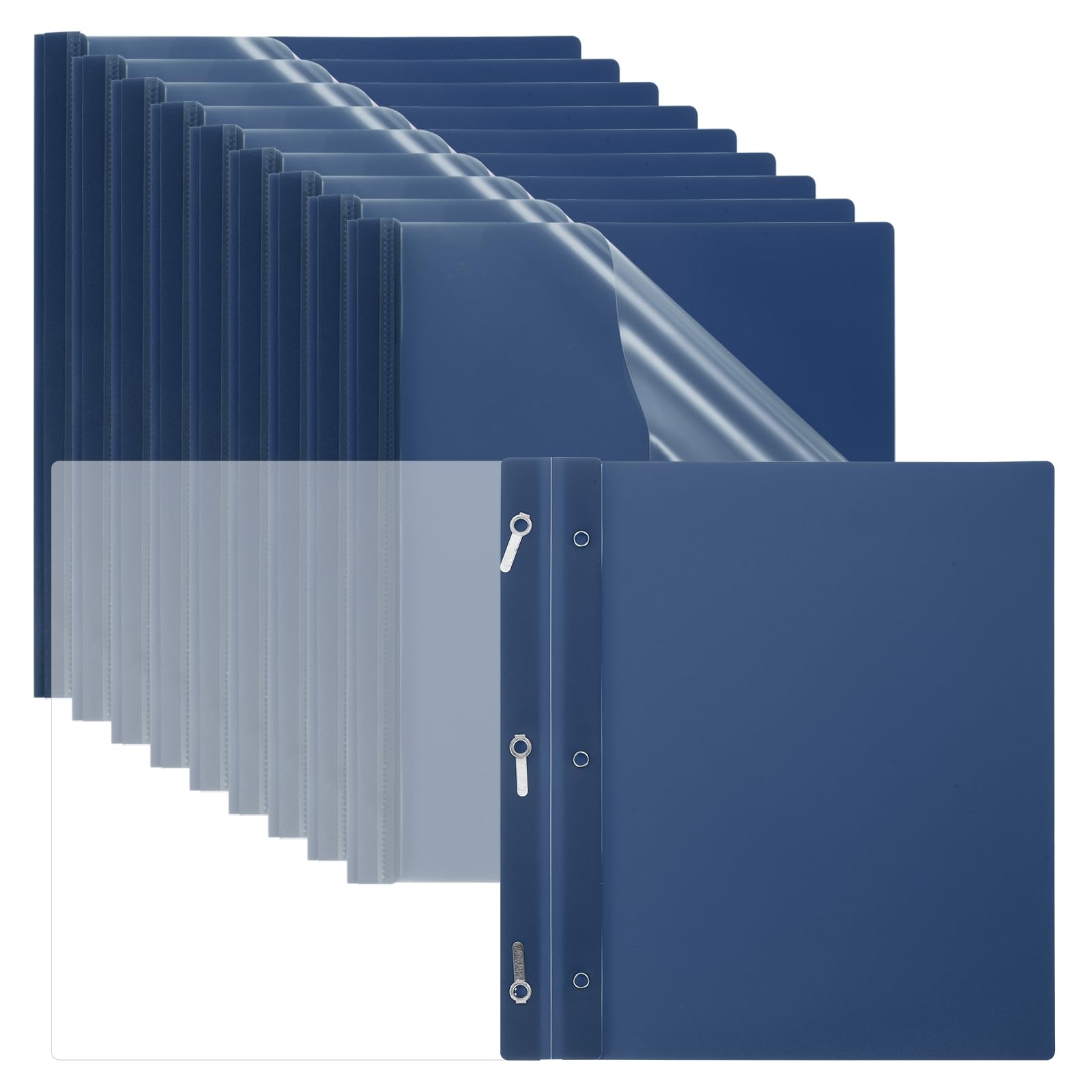 PATIKIL Plastic Report Covers with Prong, 30 Pcs 80 Sheet Capacity Clear Front Presentation Binders with 3 Metal Prong Fasteners Report Folder for Resume Documents Files Letter, Dark Blue