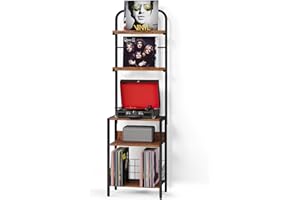 HOMSOROUT Record Player Stand, Turntable Stand with 2-Tier Vinyl Record Storage, Record Player Table Up to 200 Albums, End Table for Vinyl Records, Holder for Living Room