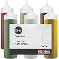 Pro-Kitchen 24 Oz (6 Count) Clear Squeeze Condiment Bottles, Leakproof Reusable Plastic Squirt Bottle for Ketchup, BBQ, Salad