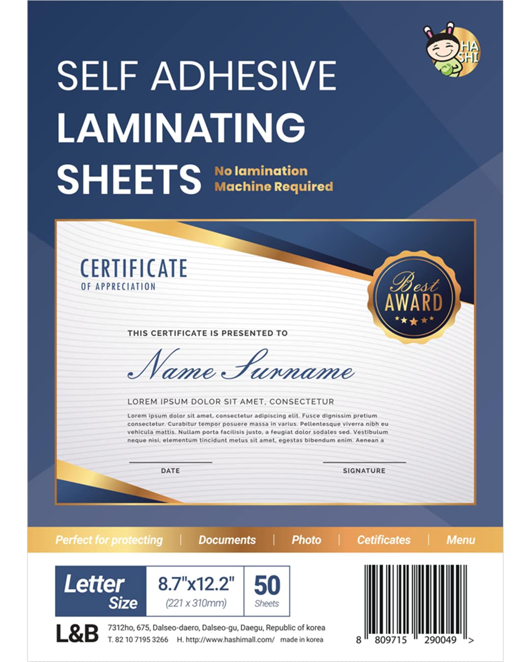 No Heat Laminating Sheets Self Sealing A4 Size, (23 x 30 cm), 100 Micron Thickness, No Machine Self Adhesive Laminating Sheets [Letter Size] by HA SHI (50)