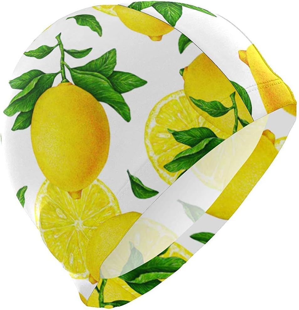 Eternity Bliss Swim Caps Tropical Summer Fruit Lemon Yellow For Adult Men Women Youth Girls Boys