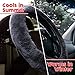 Zone Tech Plush Genuine Sheepskin Stretch- On Vehicle Steering Wheel Cover Gray Car Wheel Protector
