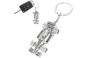 JUSTTOP F1 Formula One Racing Car Key Chain, Mini Metal F1 Racing Model Keyring Key Holder, F1 Car Model Keychain Gift (Silve