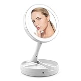 SENWOW Illuminated Makeup Mirror, LED Lighted 1X 10X Magnification Double Sided 