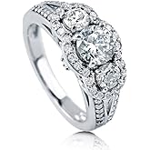 BERRICLE Sterling Silver CZ Solitaire Wedding Engagement Promise Rings for Her, Round Cubic Zirconia Ring for Women