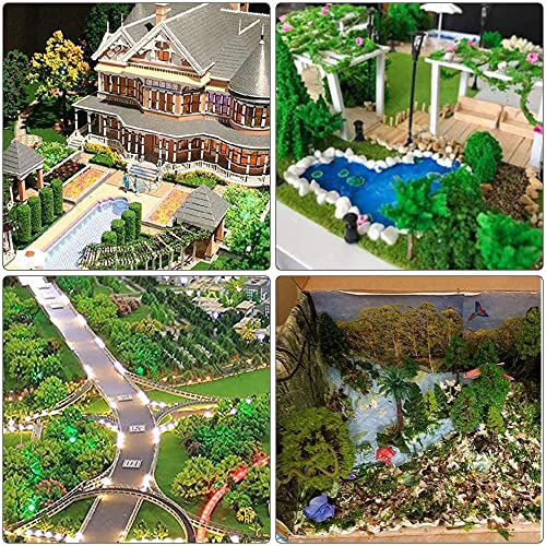 KOWVOWZ 55pcs Mini Model Trees for Train Scenery - Mixed Miniature Artificial Wargame Trees for Railroad Diorama Supplies and Landscape, Black