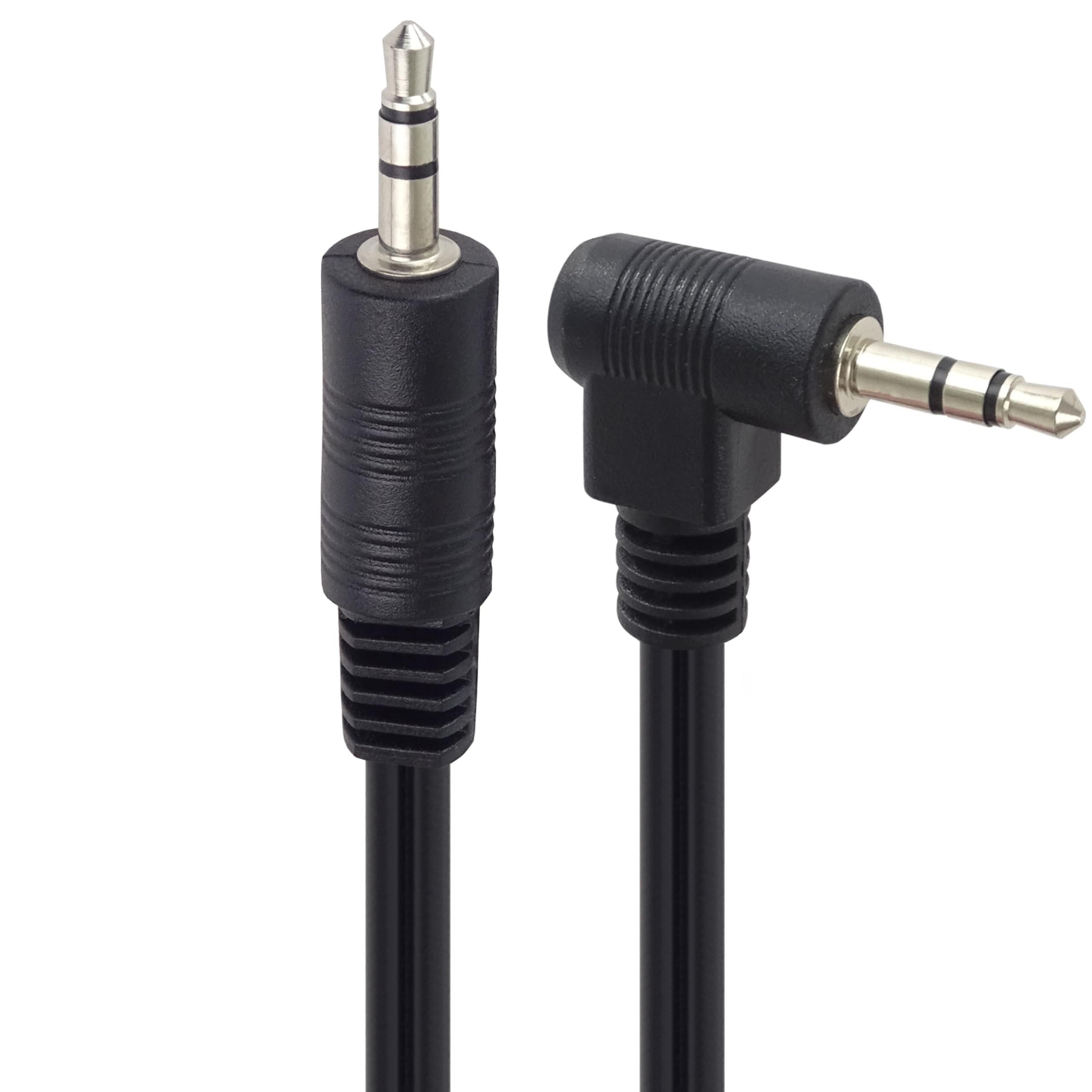 PremiumCord Stereo Jack Cable 1 m 3.5 mm Stereo Jack Male to Male 90° Aux Headset Audio Connection Cable for TV Mobile Phones MP3 HiFi Shielded Colour Black