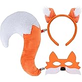 XEPST Animal Fox Costume Set, Fox Ears and Tail Set with Headband Tail and Mask for Animal Costume Cosplay World Book Day Birthday Party Accessories Halloween Costume Fancy Dress Party Supplies