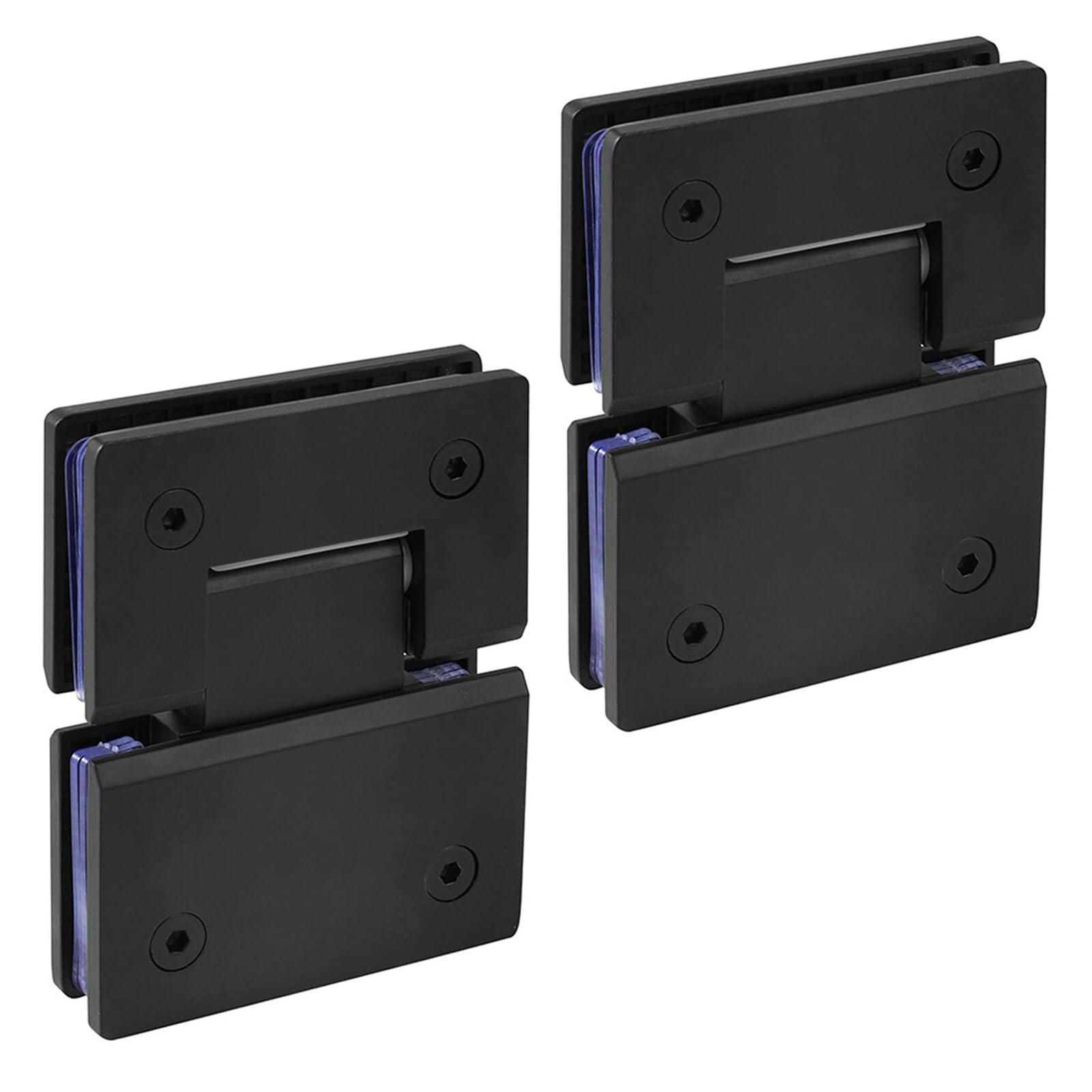 Cokritsm Shower Door Hinges 180 Degrees Shower Screen Hinges Replacement Parts with Mounting Hardware Stainless Steel Glass Door Hinges Bathroom Gate Clamp for 8mm to 12mm Glass Black 2Pack