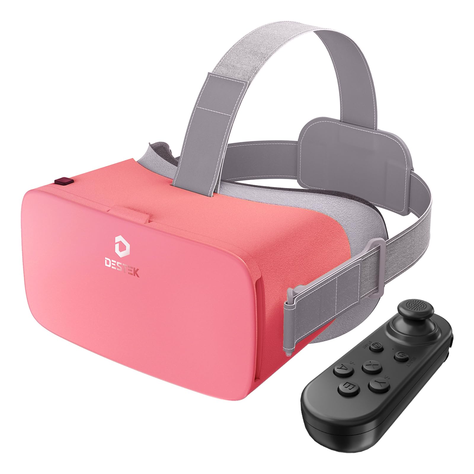 DESTEK V5 VR Headset for Phone w/VR Gamepad, 128 Premium VR apps Included, Anti-Blue Eyes Protected HD Lenses, 110° FOV Virtual Reality Headsets for iPhone, Android Phone