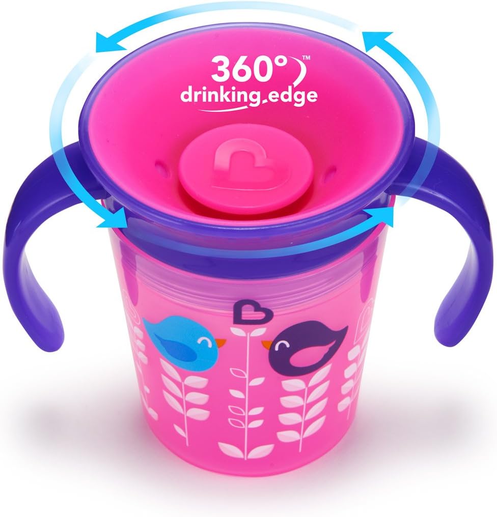 Munchkin Tasse Miracle 360ᵒ D Apprentissage Decoree Rose Motif Oiseaux 177ml Amazon Fr Bebes Puericulture