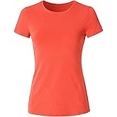 JSCEND Women's Crewneck Short Sleeve Slim Fitted T-Shirt Solid Basic Tee Stretchy Casual Top