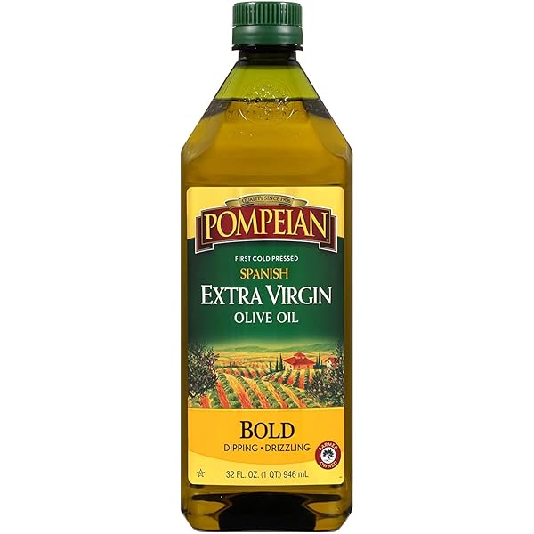 POMPEIAN SPANISH BOLD EXTRA VIRGIN OLIVE OIL, FIRST COLD PRESSED, STRONG AND FRUITY FLAVOR, PERFECT FOR DIPPING AND DRIZZLING, NATURALLY GLUTEN FREE, NON-ALLERGENIC, NON-GMO, 32 FL. OZ., SINGLE BOTTLE
