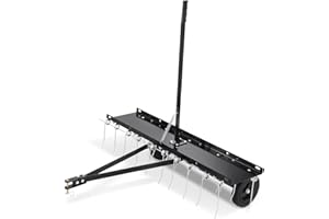 VEVOR Tow Behind Dethatcher, 40-inch Tow Dethatcher with 20 Spring Steel Tines, Lawn Dethatcher Rake for ATV or Mower, Tow Be