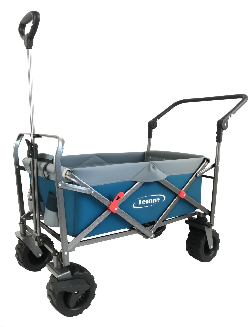 Lemmy handcart foldable, handcart wide tires, PU wheel, offroad, LMY100, GS approved, foldable, front wheel brake, black+grey
