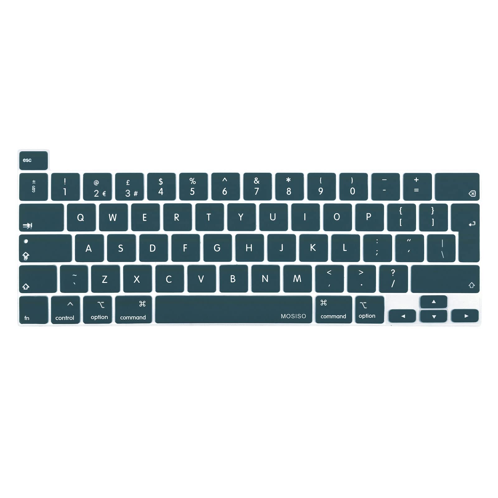 MOSISO Keyboard Cover Compatible with MacBook Pro 13 inch 2025-2020 M2 M1 A2338 A2289 A2251, Compatible with MacBook Pro 16 inch 2020 2019 A2141 Touch ID, Protective Silicone Skin, Deep Teal