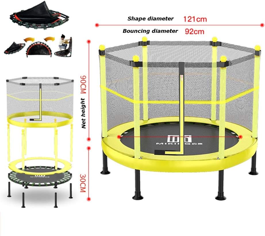 JIAYUAN Trampolines Trampoline with Safety Enclosure -Indoor or Outdoor Trampoline for Kids-Yellow/blue-6 feet