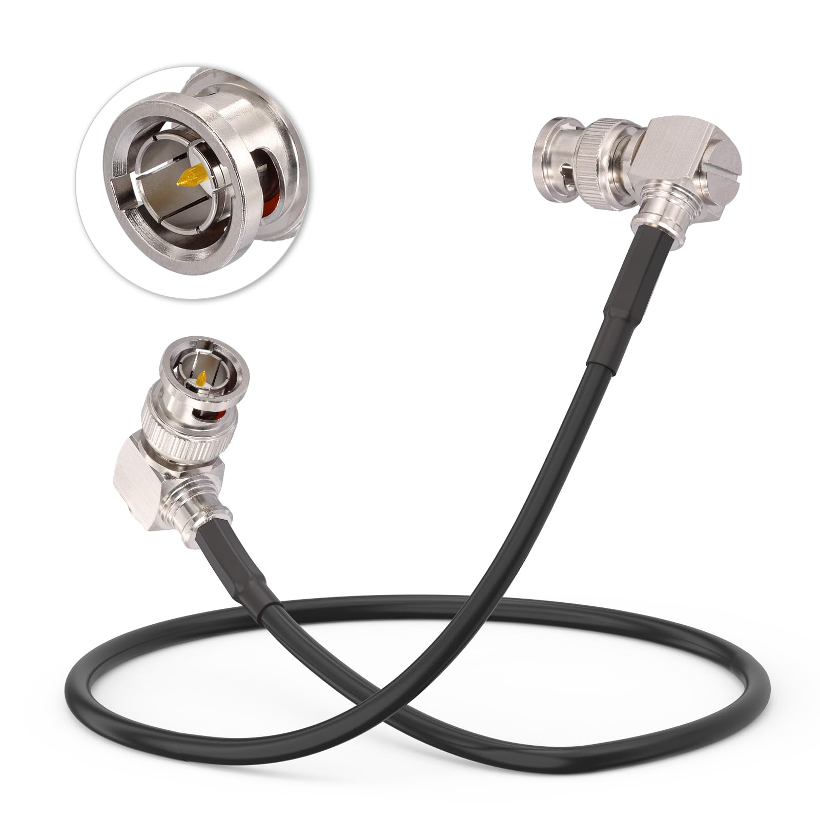 Superbat HD/3G/6G SDI Cable 60cm Thin BNC Male to Male (Both Right Angle) Belden 1855A 75ohm SDI Video Cable Supports HD-SDI/3G-SDI/6G-SDI 4K for Broadcast Camera CCTV Monitor SDI Converter etc