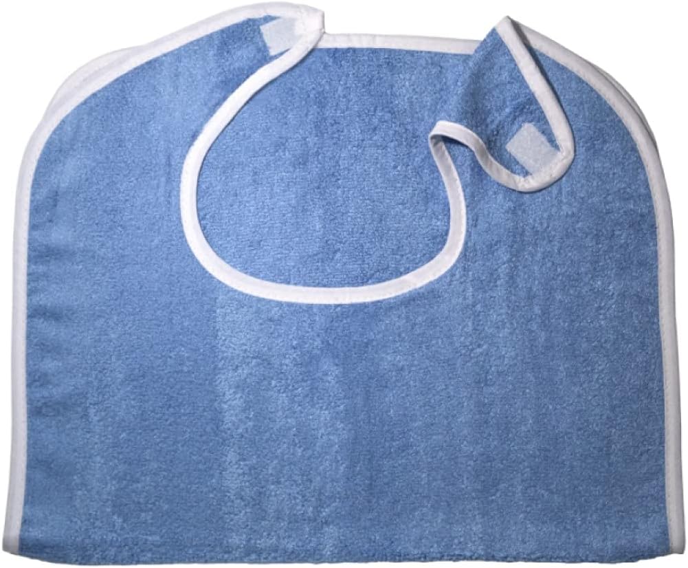 1 Pack Elaine Karen Premium Adult Bibs - for Men, Women Eating Cloth for Elderly Seniors and Disabled, Adjustable, Terry Clothing Protector, Machine Washable, Blue: Clothing