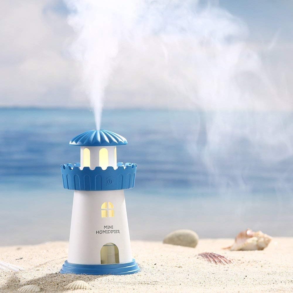 HEMIZA Lighthouse Shaped Air Diffuser Humidifier with LED Night Light for Car; Office; Home