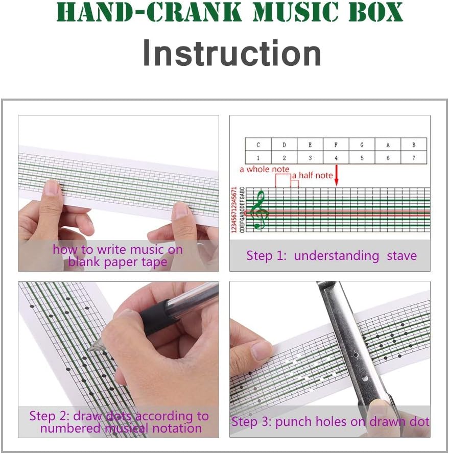 15 Note DIY Hand Crank Music Box Movement, Wooden DIY Music Box Movement, Make Your Own Music Box, Special Birthday Christmas Gift without Hole Puncher or Tapes - Image 4