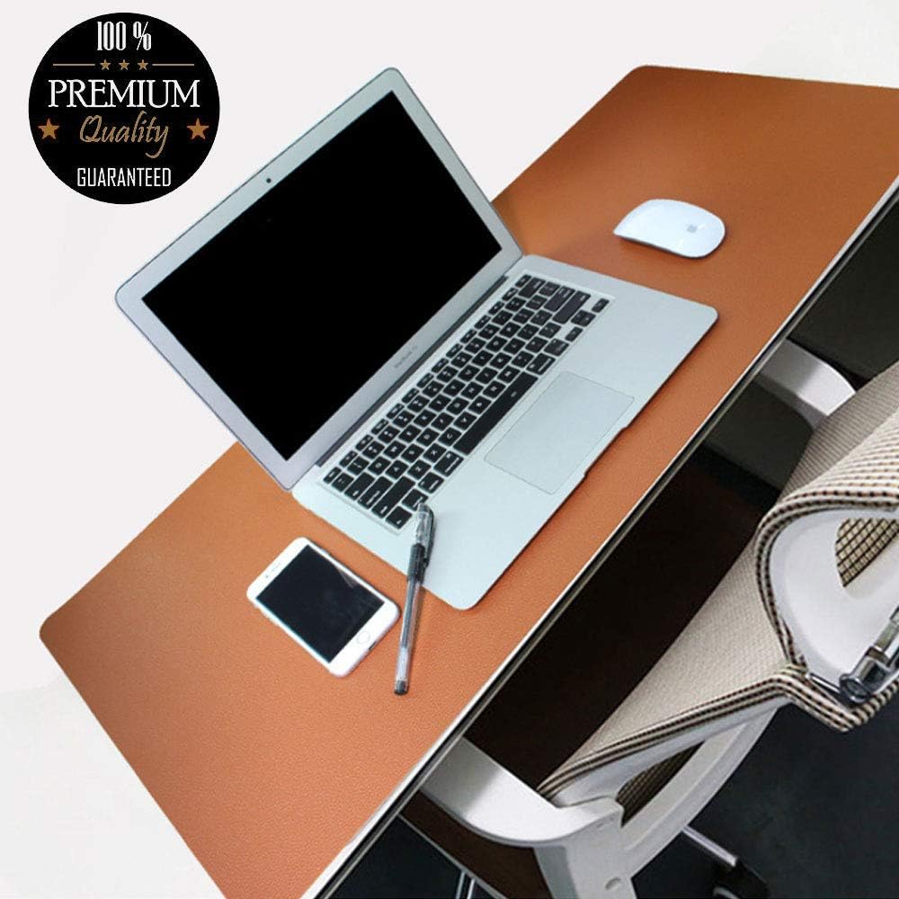 JOYII Desk Pad Double Sides Office Desk Mat, 31.5" x 15.7" PU Leather Desk Blotter, Laptop Desk Mat, Waterproof Desk Writing Pad for Office and Home, Dual-Sided (Beige/Gray)