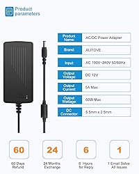 ALITOVE DC 12V 5A Power Supply Adapter Converter