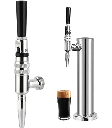 D System Keg Coupler – Stainless Steel Beer Tap With Black Handle, Pressure Relief Valve, For Homebrew & Commercial Draft