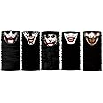 5pcs Joker Face Scarf Sun Neck Gaiter Balaclava Neckerchief Bandana Headband Black, Medium